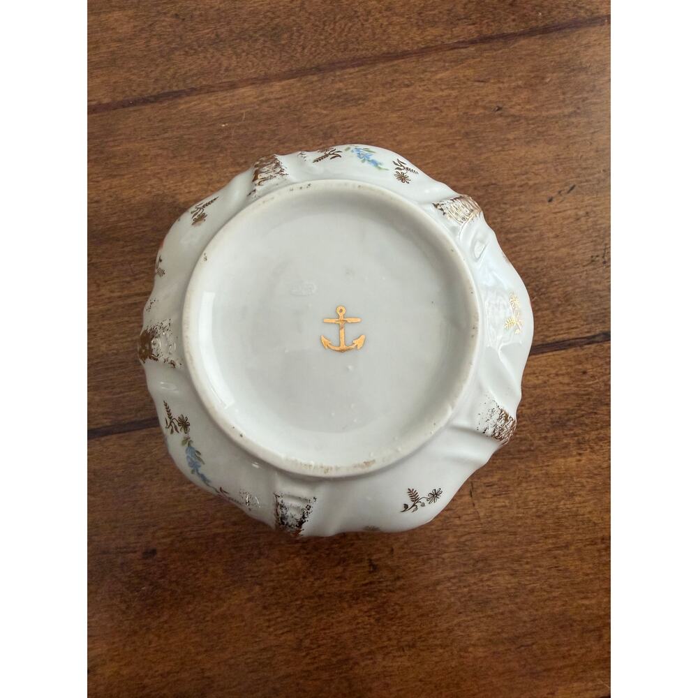 Gold Anchor antique Porcelain Covered Vintage Floral Porcelain Ashtray - Picture 3 of 9